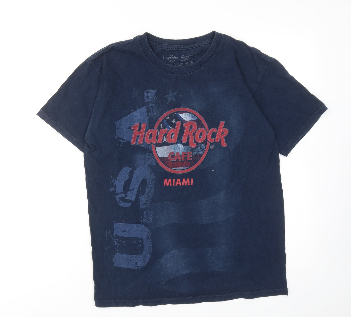 Hard Rock Mens Blue Cotton T-Shirt Size S Round Neck - Hard Rock Miami