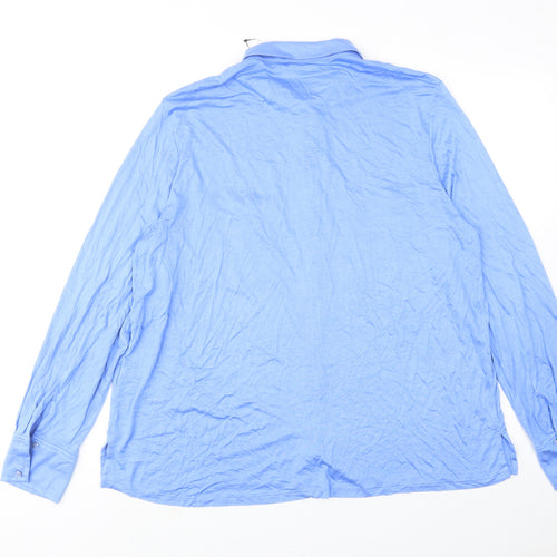 Marks and Spencer Womens Blue Viscose Basic Button-Up Size 20 Collared