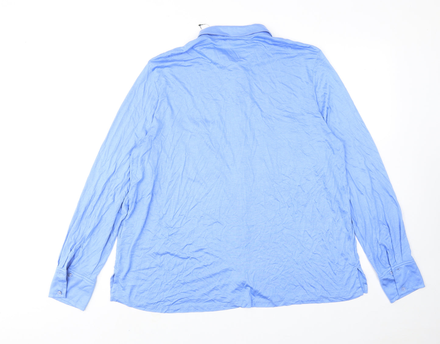Marks and Spencer Womens Blue Viscose Basic Button-Up Size 20 Collared