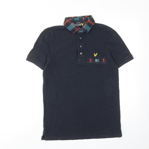 Lyle & Scott Mens Blue Cotton Polo Size S Collared Button