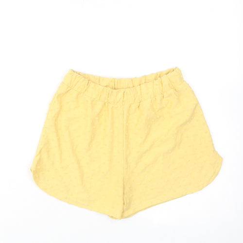 H&M Girls Yellow Polyester Bermuda Shorts Size 9-10 Years Regular - Textured