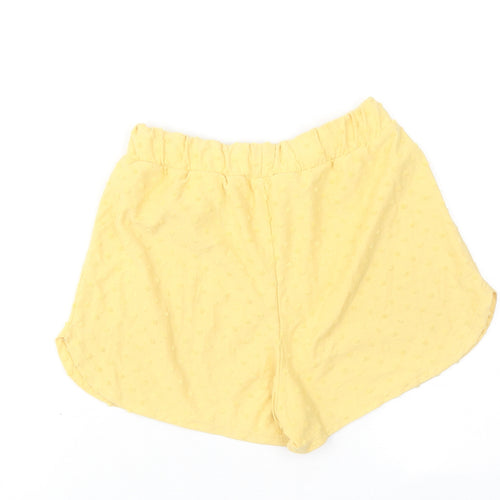 H&M Girls Yellow Polyester Bermuda Shorts Size 9-10 Years Regular - Textured