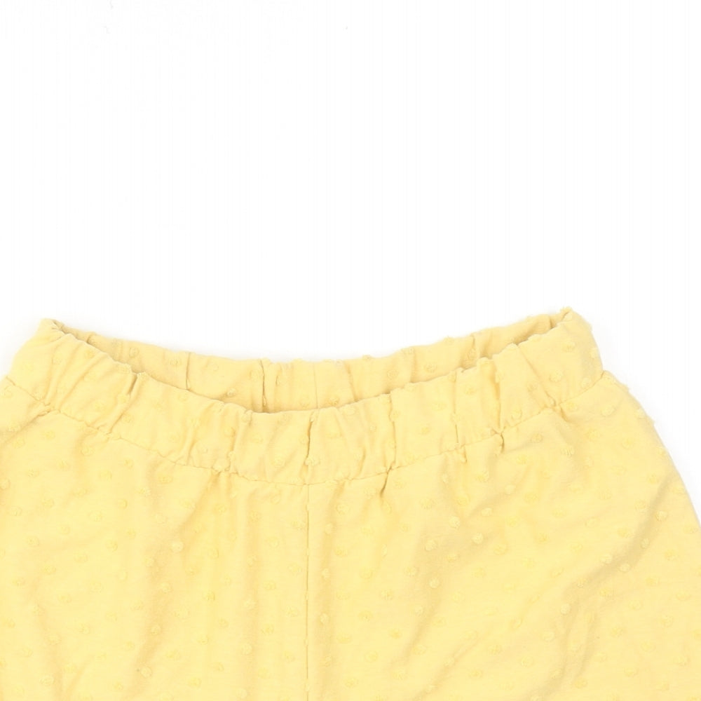 H&M Girls Yellow Polyester Bermuda Shorts Size 9-10 Years Regular - Textured