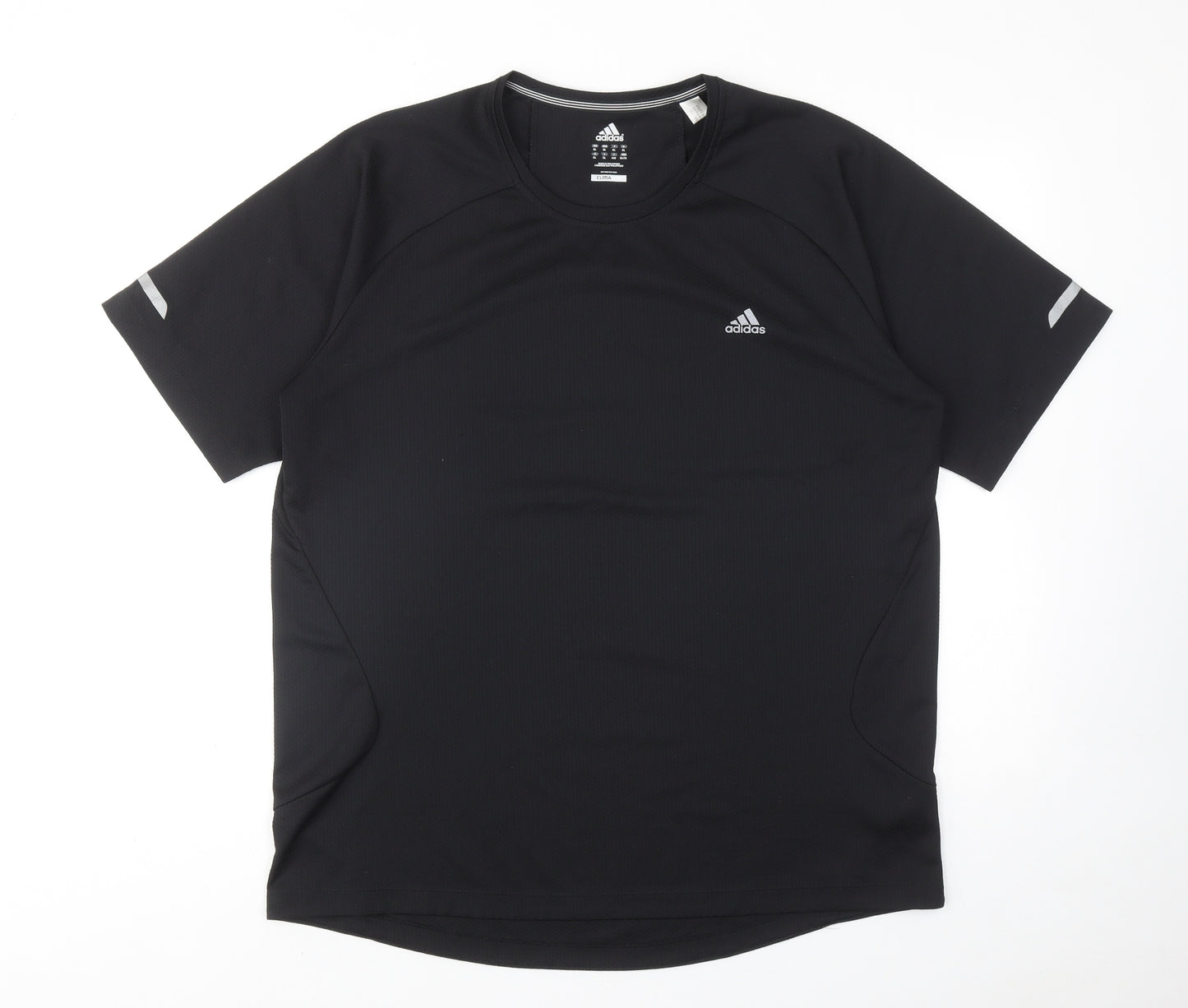 adidas Mens Black Polyester Pullover T-Shirt Size XL Crew Neck Pullover
