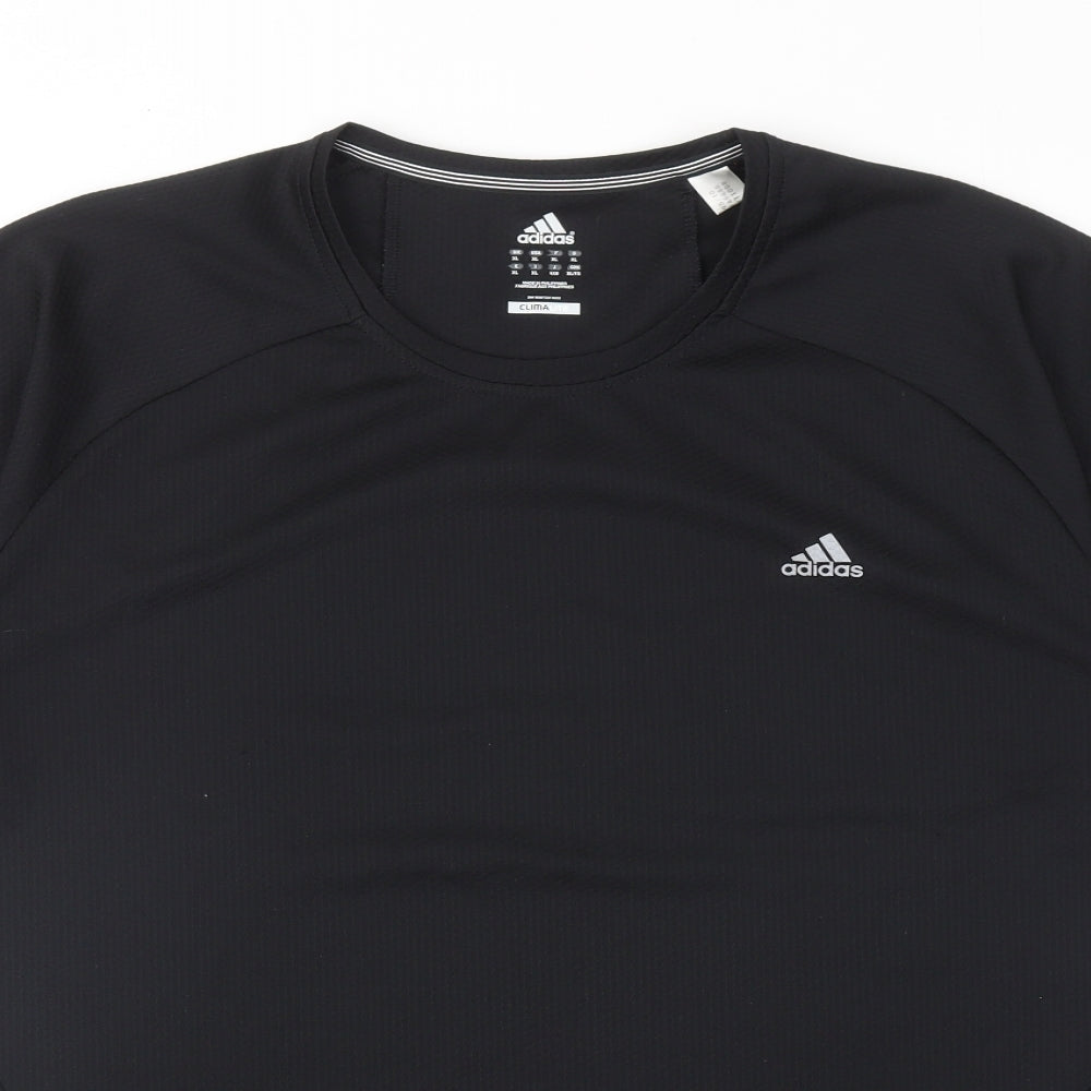 adidas Mens Black Polyester Pullover T-Shirt Size XL Crew Neck Pullover