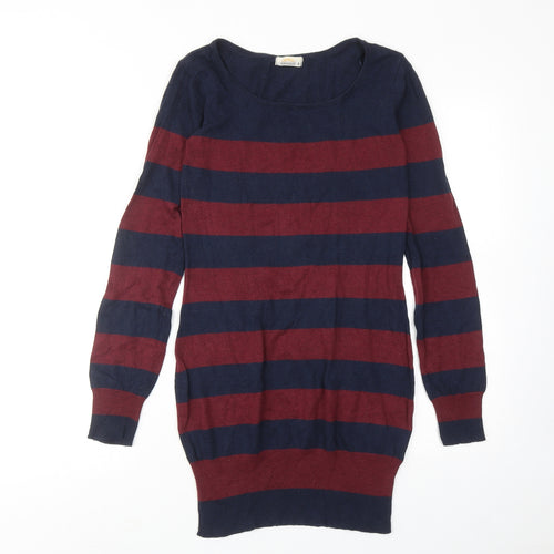 Clockhouse Womens Blue Striped Cotton Jumper Dress Size M Round Neck Pullover
