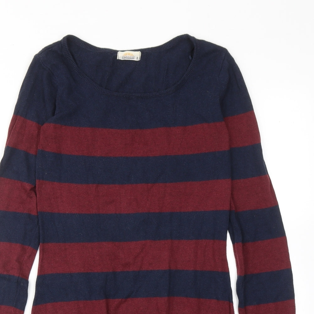 Clockhouse Womens Blue Striped Cotton Jumper Dress Size M Round Neck Pullover