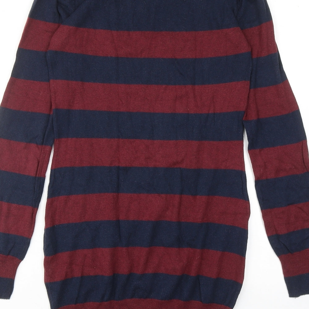 Clockhouse Womens Blue Striped Cotton Jumper Dress Size M Round Neck Pullover