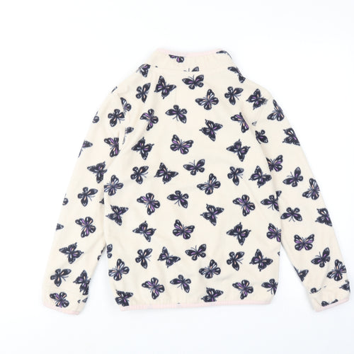 Marks and Spencer Girls Beige Geometric Polyester Pullover Sweatshirt Size 10-11 Years Zip - Butterfly Pattern