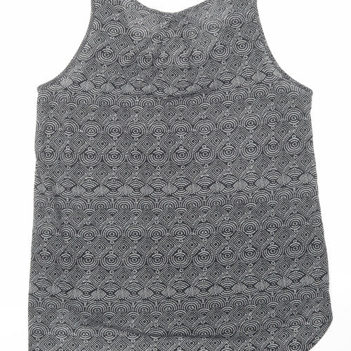 H&M Womens Black Geometric Polyester Basic Tank Size M Scoop Neck