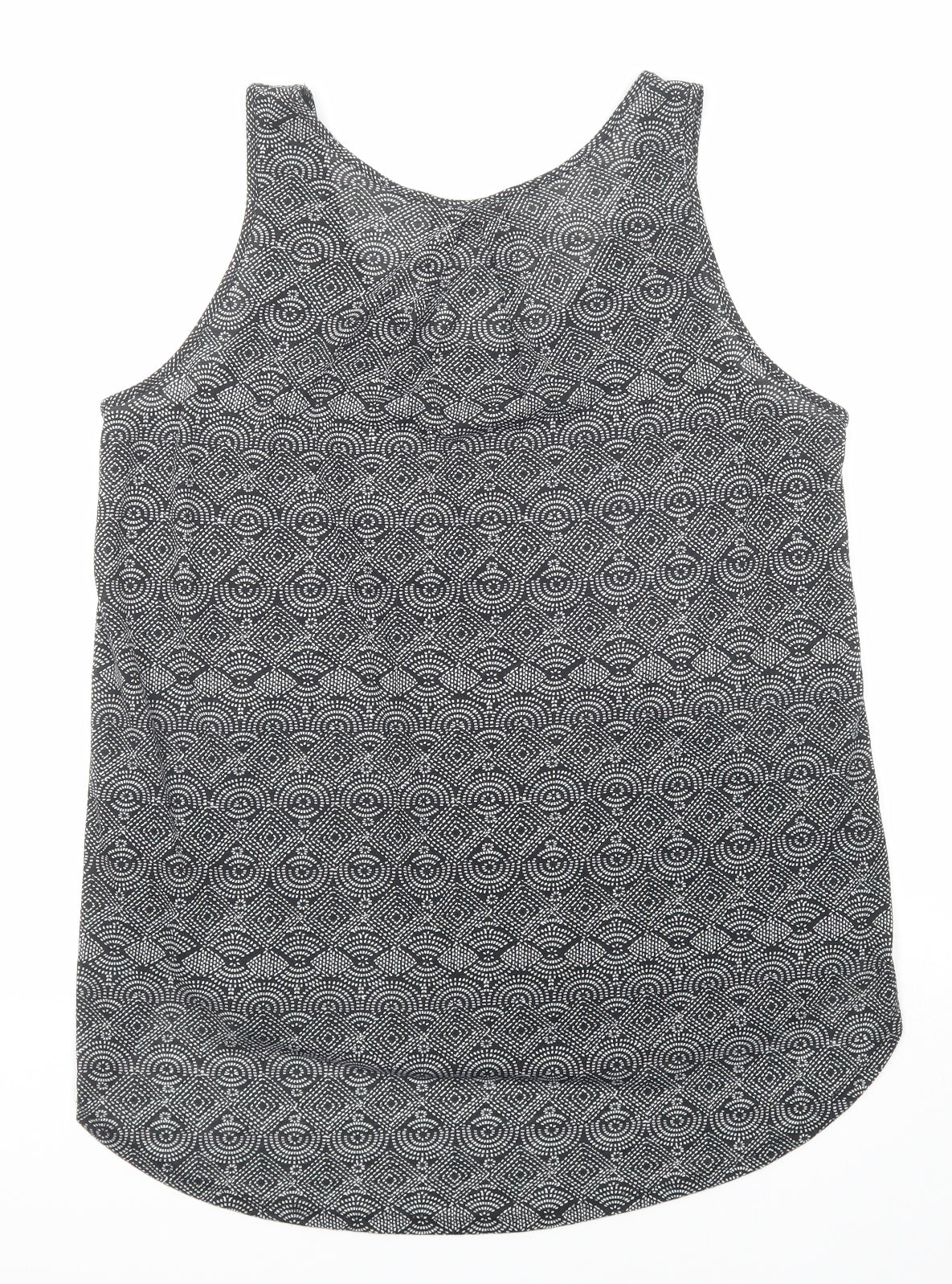 H&M Womens Black Geometric Polyester Basic Tank Size M Scoop Neck