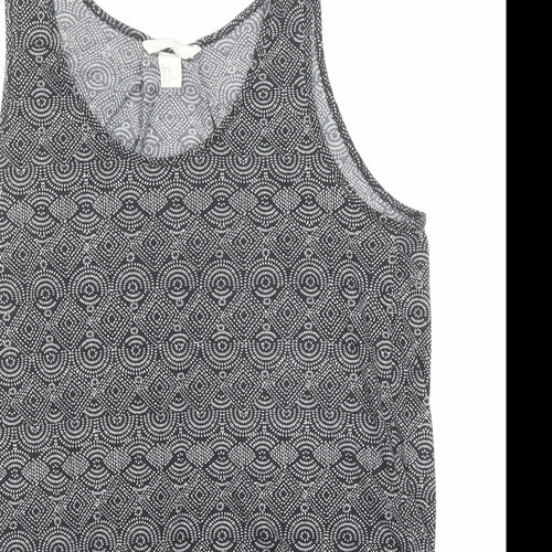 H&M Womens Black Geometric Polyester Basic Tank Size M Scoop Neck