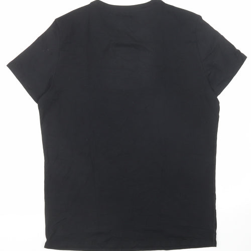 Marks and Spencer Mens Black Polyester T-Shirt Size L Round Neck