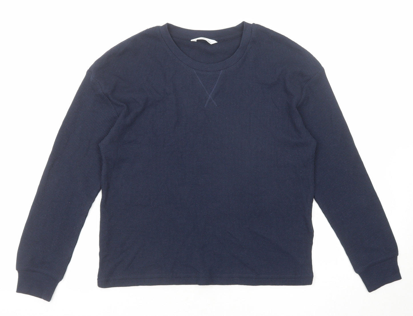 Marks and Spencer Boys Blue Cotton Basic T-Shirt Size 9-10 Years Round Neck Pullover