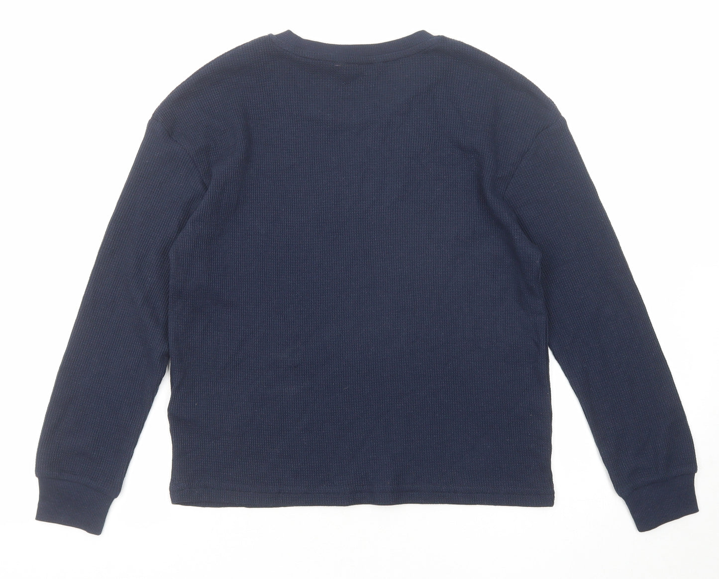 Marks and Spencer Boys Blue Cotton Basic T-Shirt Size 9-10 Years Round Neck Pullover