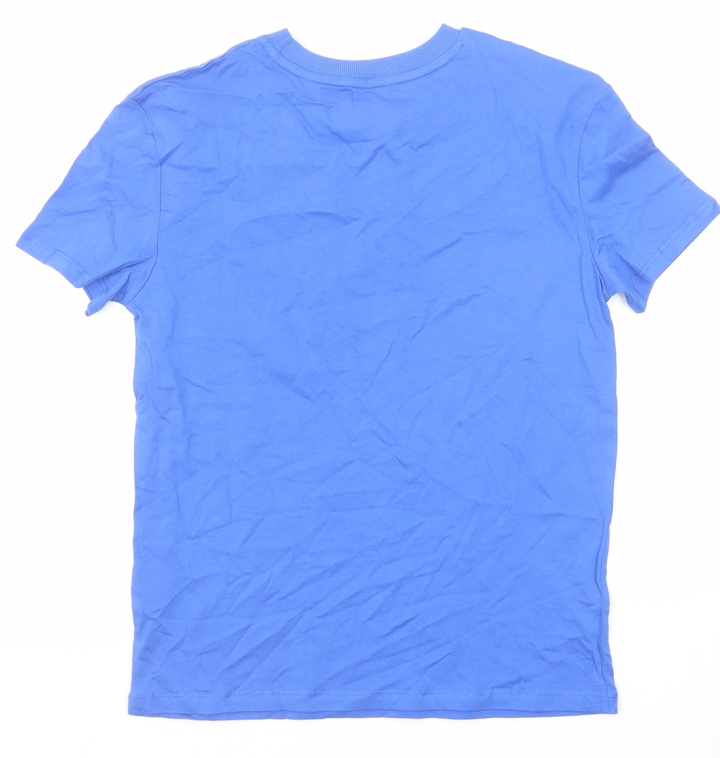 Marks and Spencer Boys Blue Cotton Basic T-Shirt Size 10-11 Years Round Neck Pullover