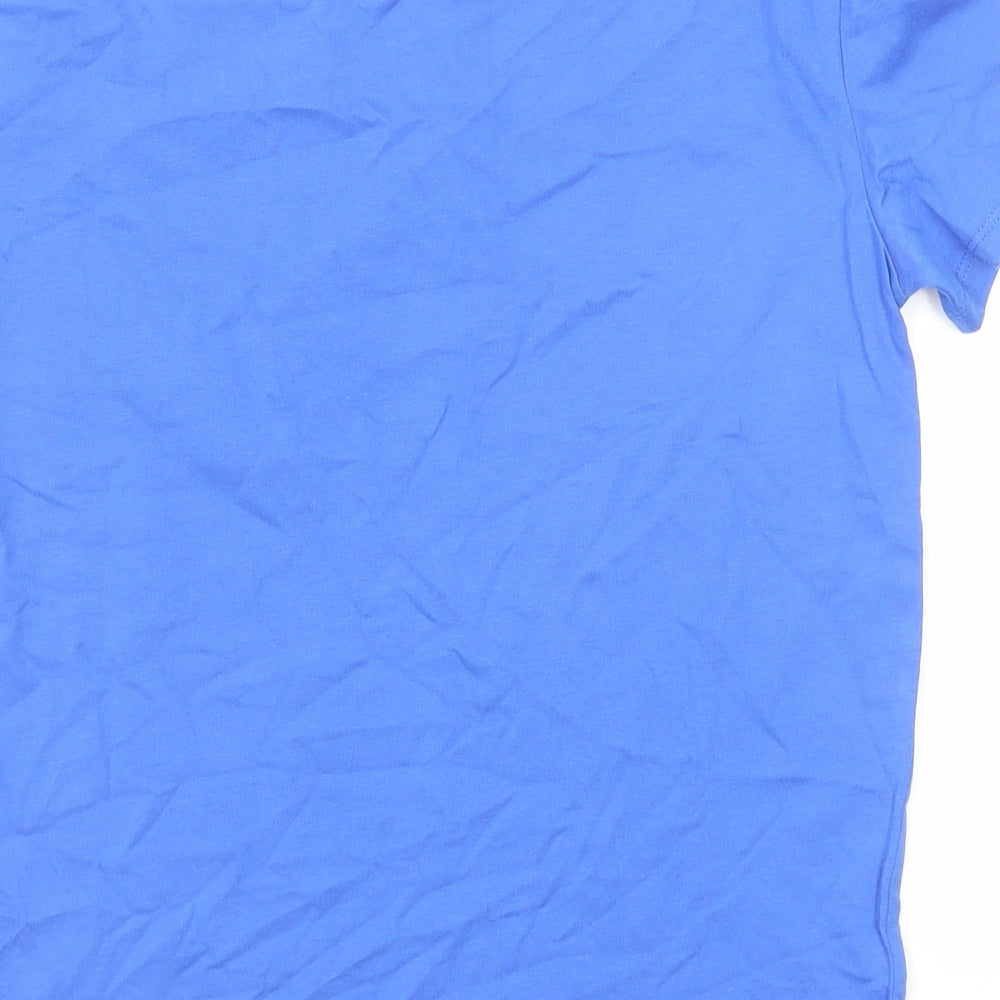 Marks and Spencer Boys Blue Cotton Basic T-Shirt Size 10-11 Years Round Neck Pullover
