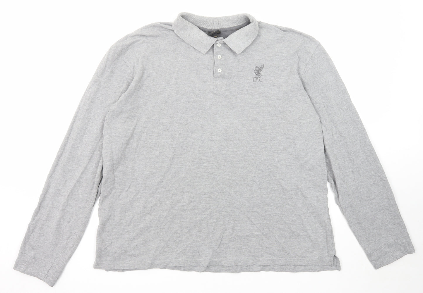 Liverpool FC Mens Grey Cotton Polo Size XL Collared Button