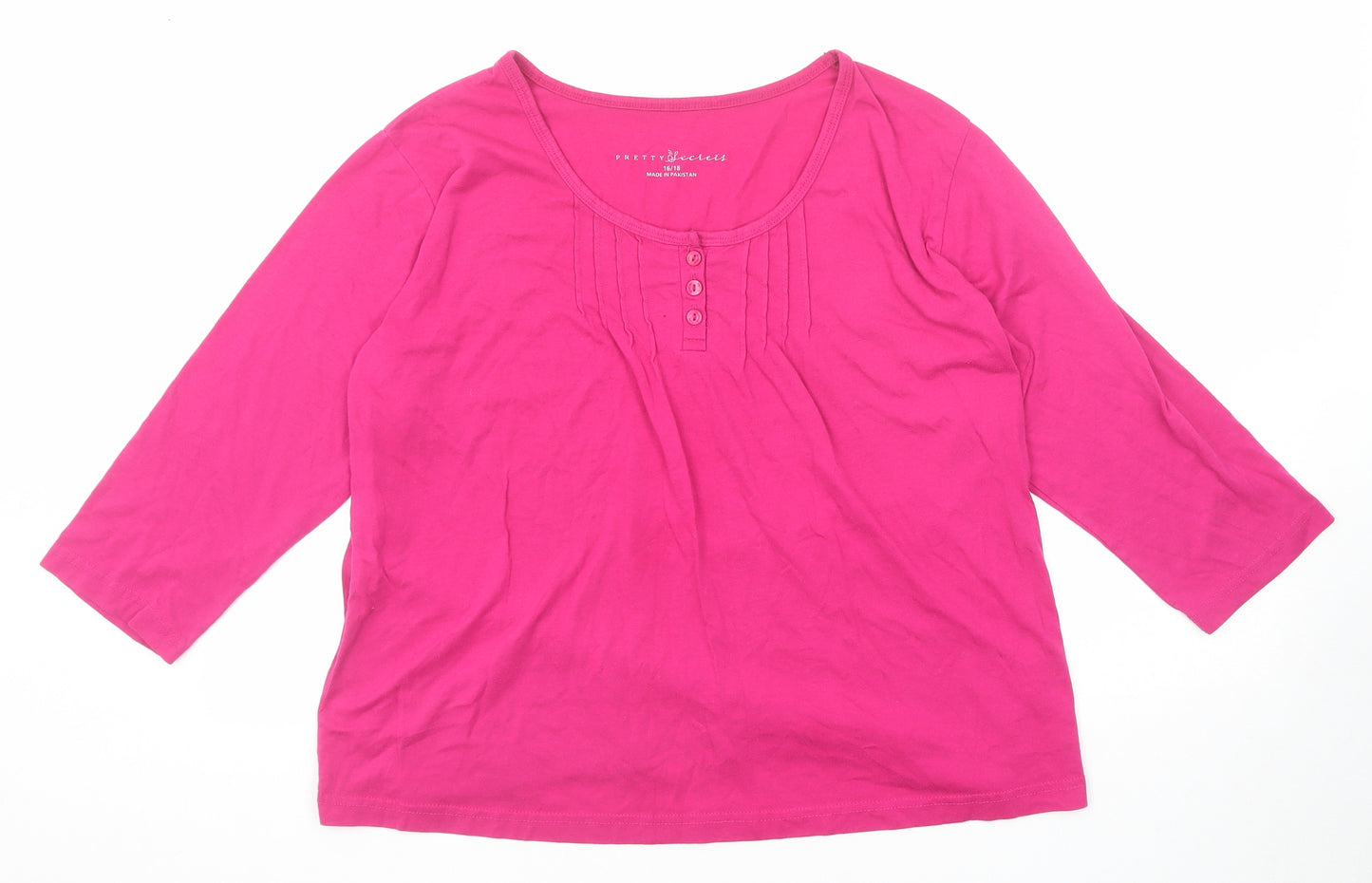 Pretty Secrets Womens Pink Polyester Basic T-Shirt Size 16 Boat Neck - Size 16-18