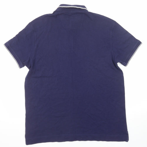 Z Zegna Mens Blue Cotton Polo Size XL Collared Button