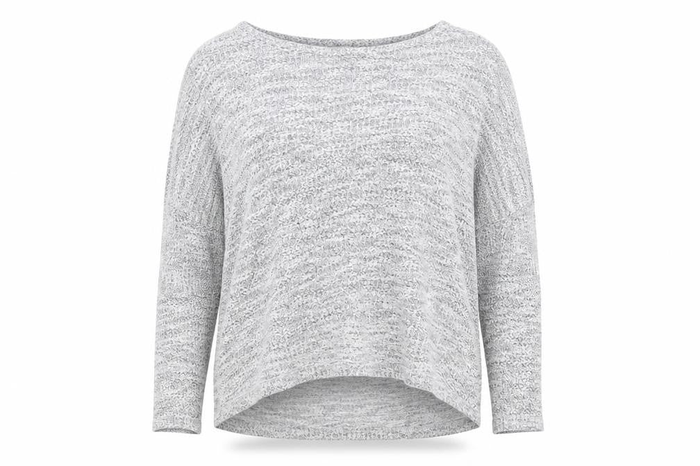 Front view of Only women’s grey round neck viscose jumper, size L