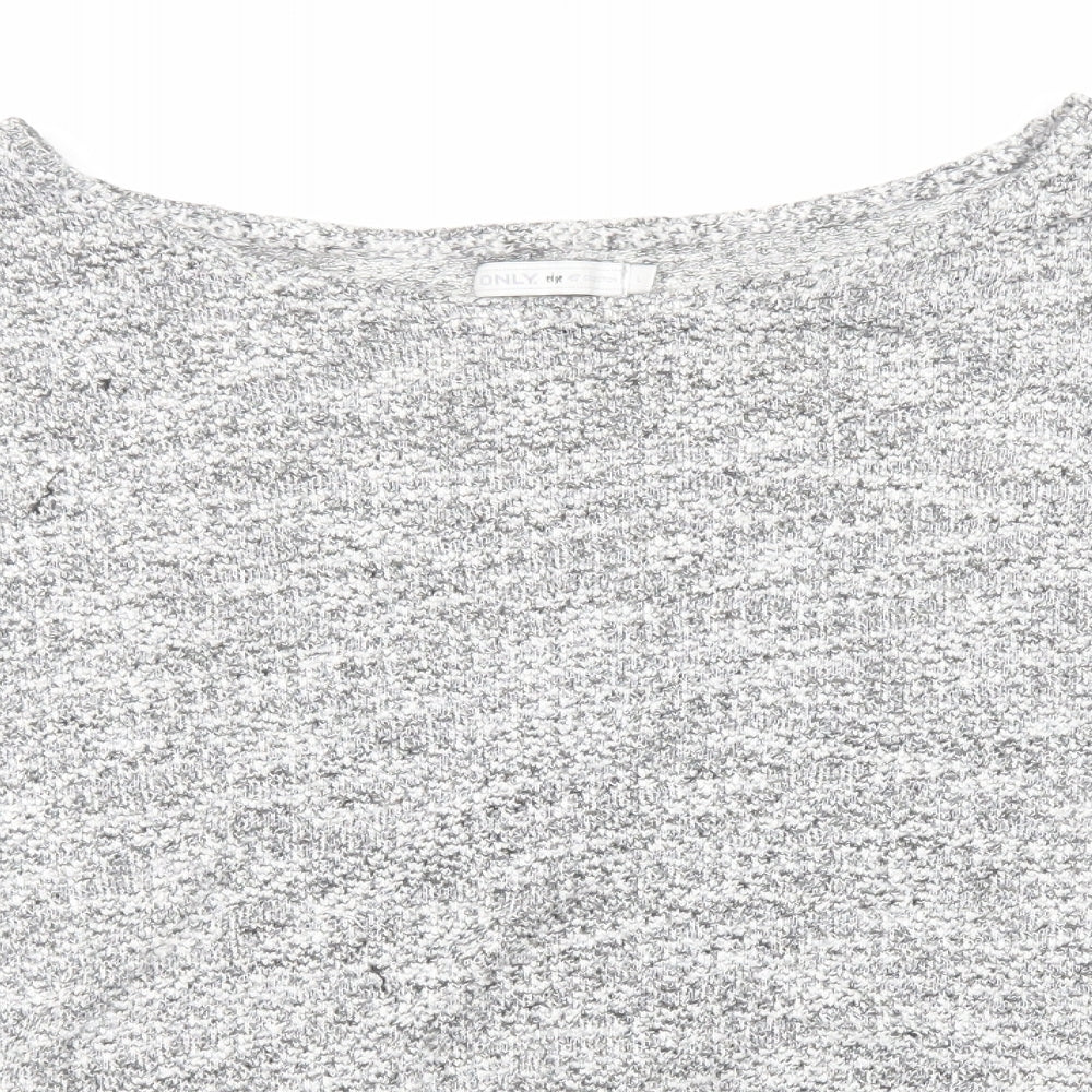 Only Womens Grey Round Neck Viscose Pullover Jumper Size L