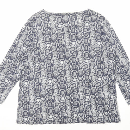 Whistles Womens Blue Animal Print Lyocell Basic T-Shirt Size 14 Boat Neck - Snake Print