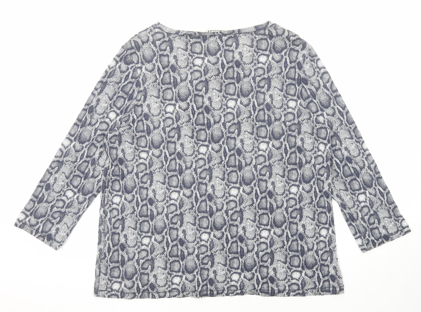 Whistles Womens Blue Animal Print Lyocell Basic T-Shirt Size 14 Boat Neck - Snake Print
