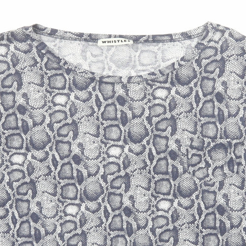 Whistles Womens Blue Animal Print Lyocell Basic T-Shirt Size 14 Boat Neck - Snake Print