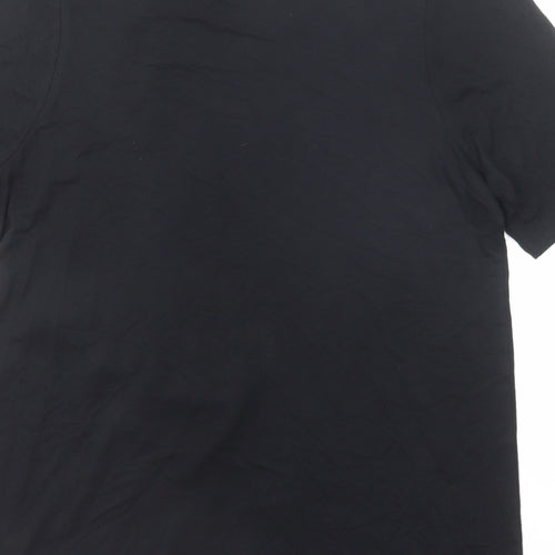 River Island Womens Black Viscose Basic T-Shirt Size S Boat Neck - Tie Neck Detail