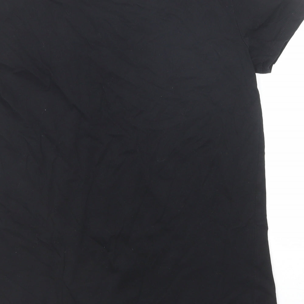Zara Womens Black Cotton Basic T-Shirt Size S Boat Neck