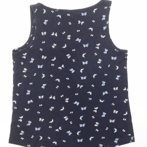 Principles Womens Blue Geometric Cotton Basic Tank Size 16 Scoop Neck - Butterfly Pattern