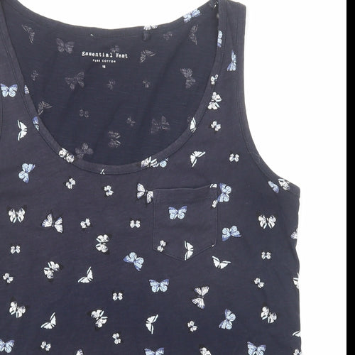 Principles Womens Blue Geometric Cotton Basic Tank Size 16 Scoop Neck - Butterfly Pattern