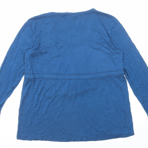 Kenneth Cole Reaction Womens Blue Modal Basic T-Shirt Size L Scoop Neck