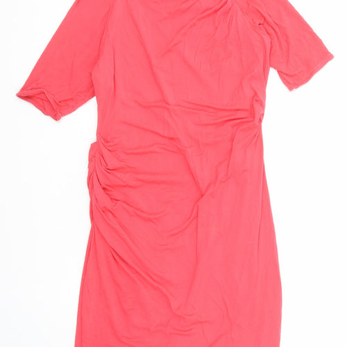 Marks and Spencer Womens Pink Polyester Shift Size 12 Round Neck Pullover