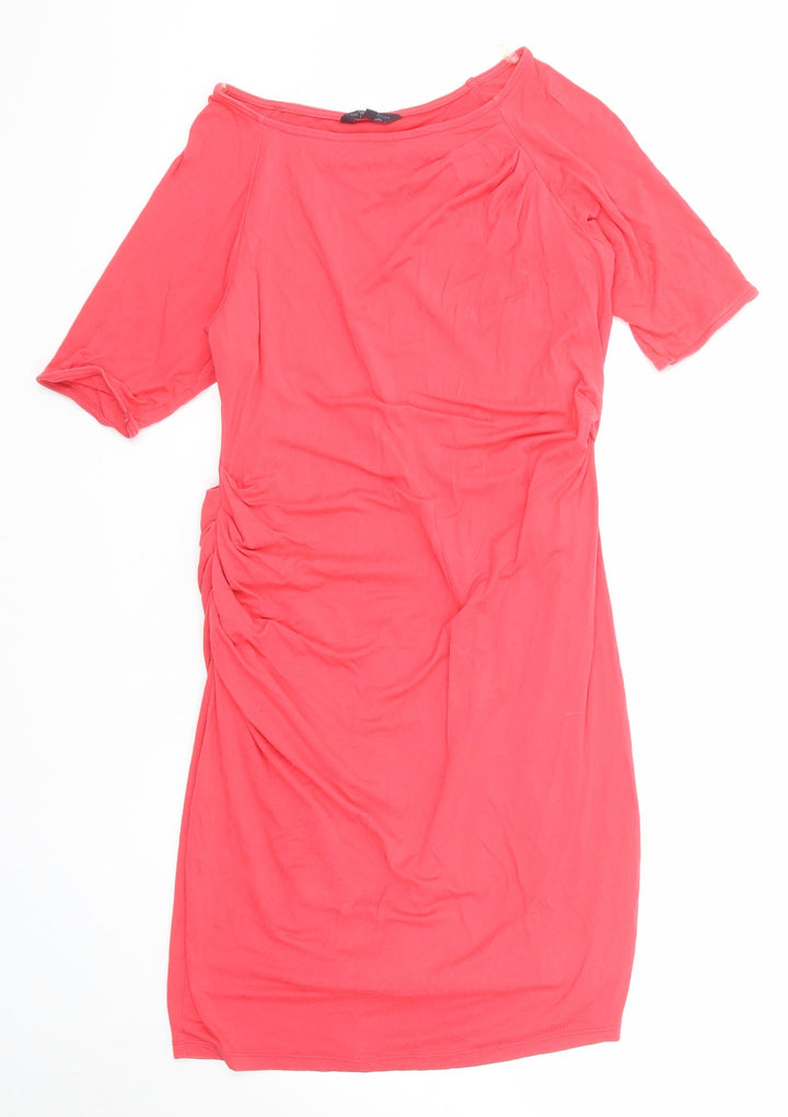 Marks and Spencer Womens Pink Polyester Shift Size 12 Round Neck Pullover