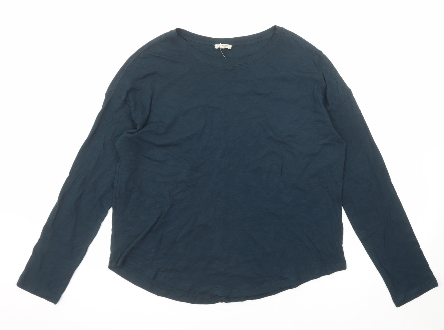 Jigsaw Womens Green Cotton Basic T-Shirt Size S Boat Neck