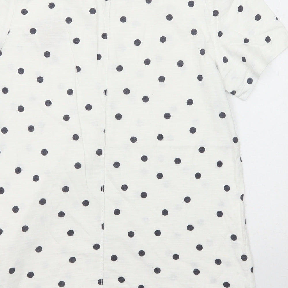 Joules Womens White Polka Dot Cotton Basic T-Shirt Size 10 Crew Neck - Bee