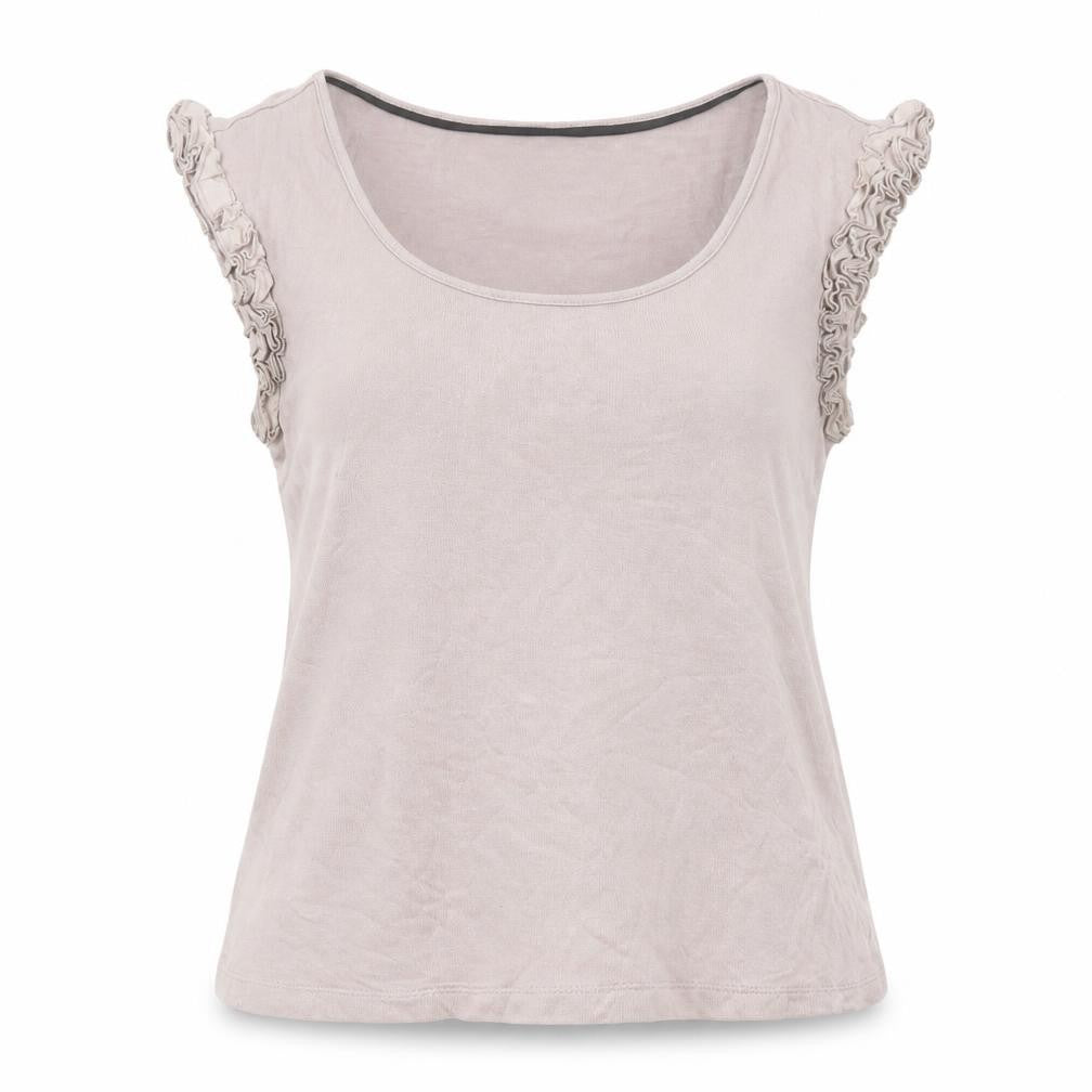 Front view of Principles women’s purple viscose basic tank, size UK 8, scoop neck