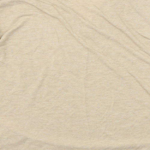 Marks and Spencer Womens Beige Polyester Basic T-Shirt Size 8 V-Neck