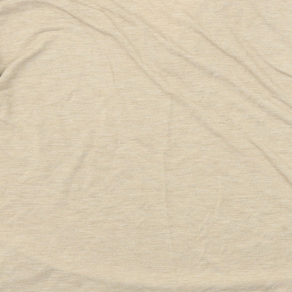 Marks and Spencer Womens Beige Polyester Basic T-Shirt Size 8 V-Neck
