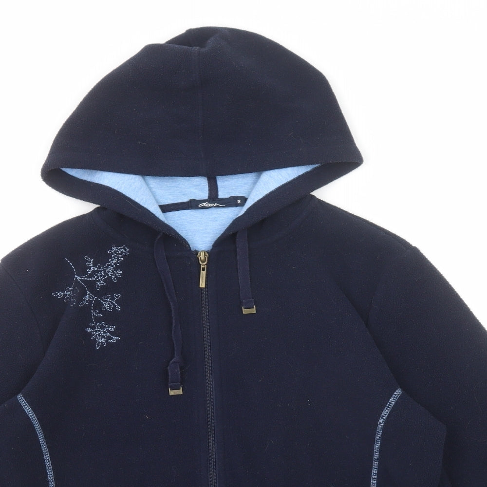 DASH Womens Blue Polyester Full Zip Hoodie Size 12 Zip - Flower detail