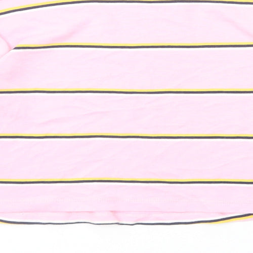 Topshop Womens Pink Striped Cotton Cropped T-Shirt Size 6 Crew Neck