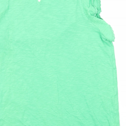 Marks and Spencer Womens Green Cotton Basic Tank Size 18 Round Neck