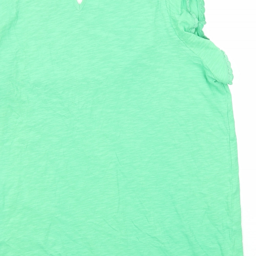 Marks and Spencer Womens Green Cotton Basic Tank Size 18 Round Neck