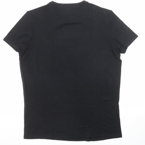 Marks and Spencer Mens Black Polyester T-Shirt Size L Round Neck