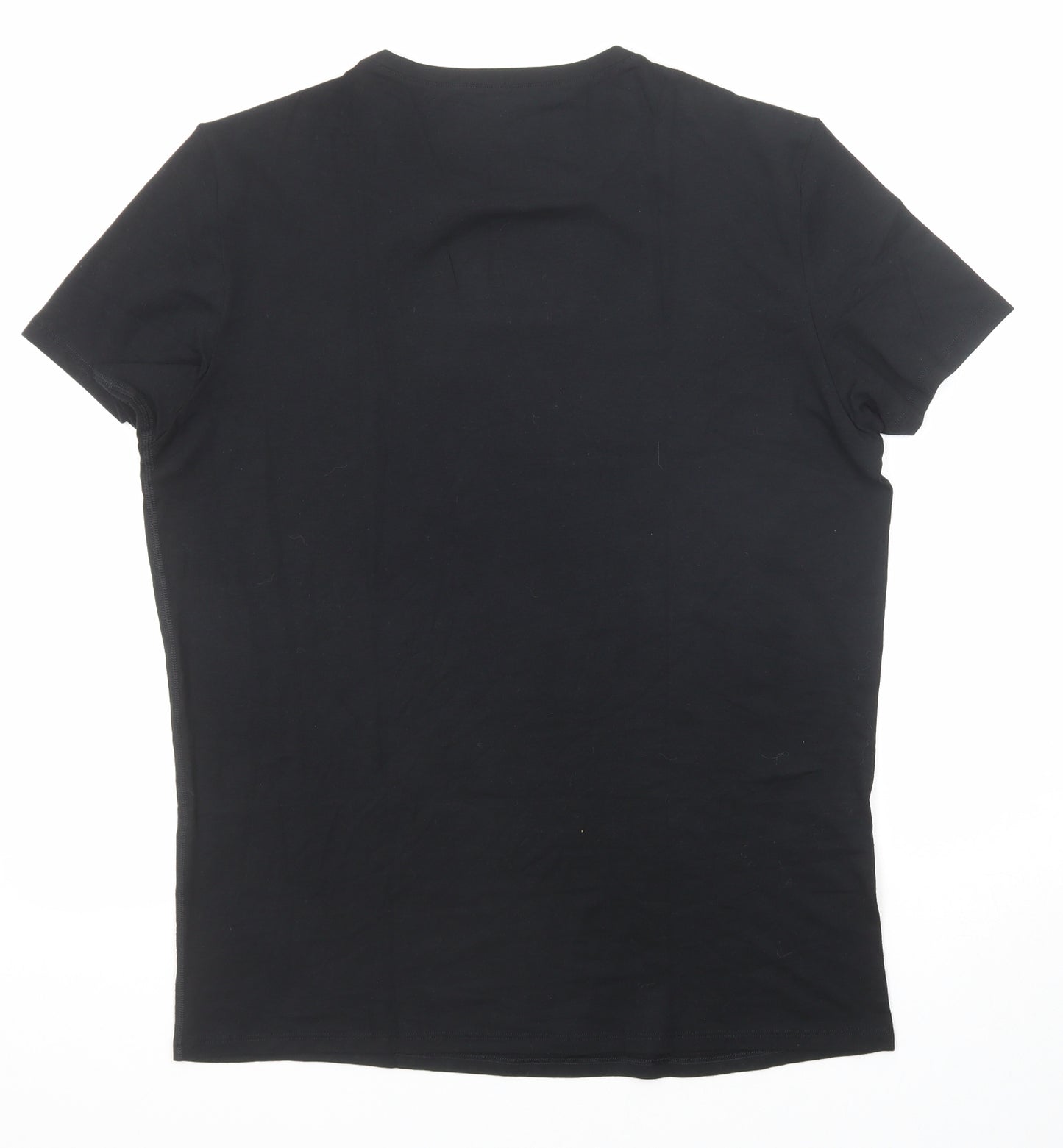 Marks and Spencer Mens Black Polyester T-Shirt Size L Round Neck