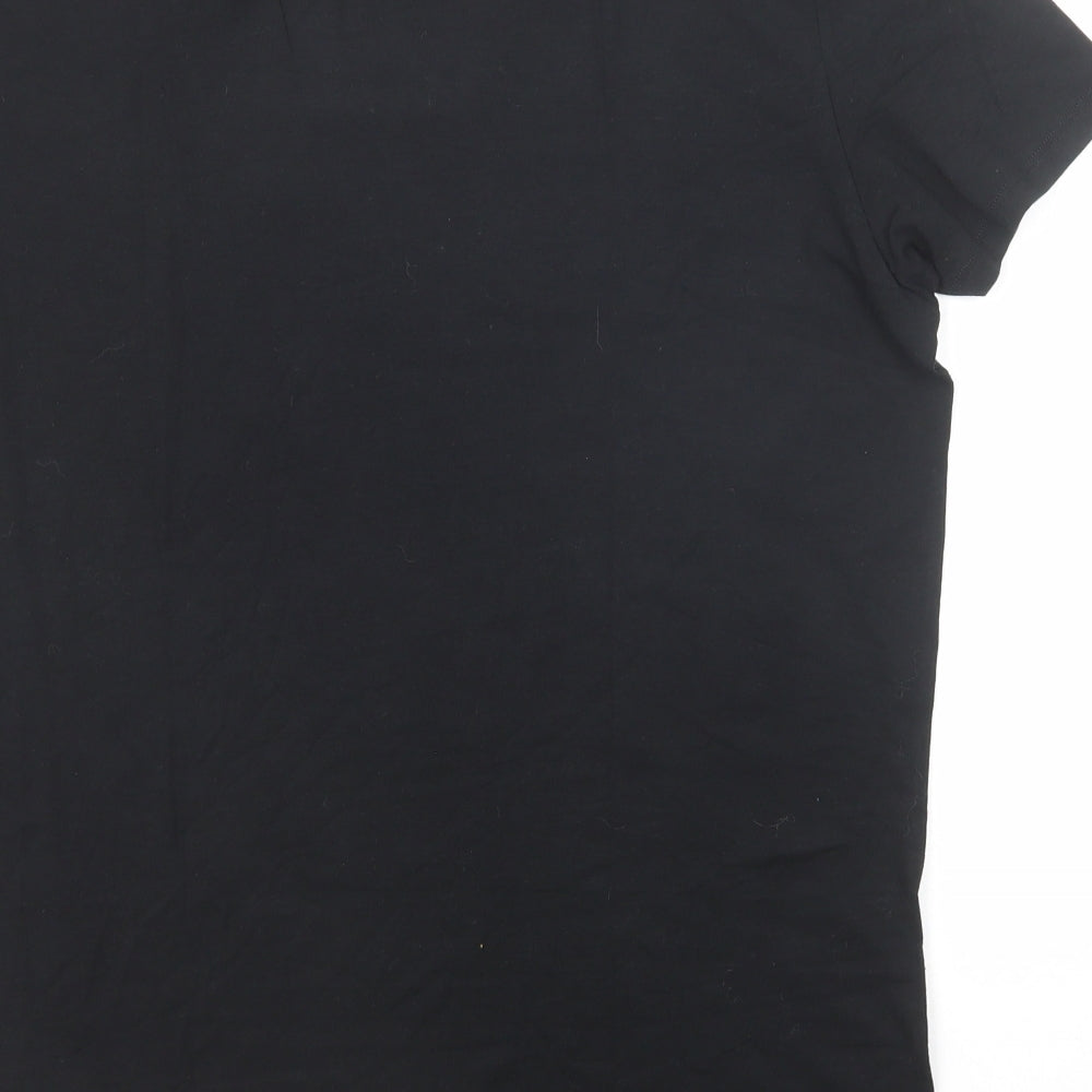 Marks and Spencer Mens Black Polyester T-Shirt Size L Round Neck