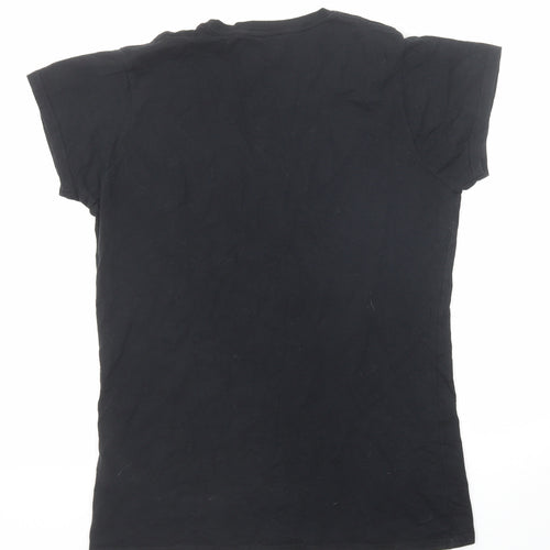 Lady Gaga Womens Black Cotton Basic T-Shirt Size 12 Round Neck - Lady Gaga