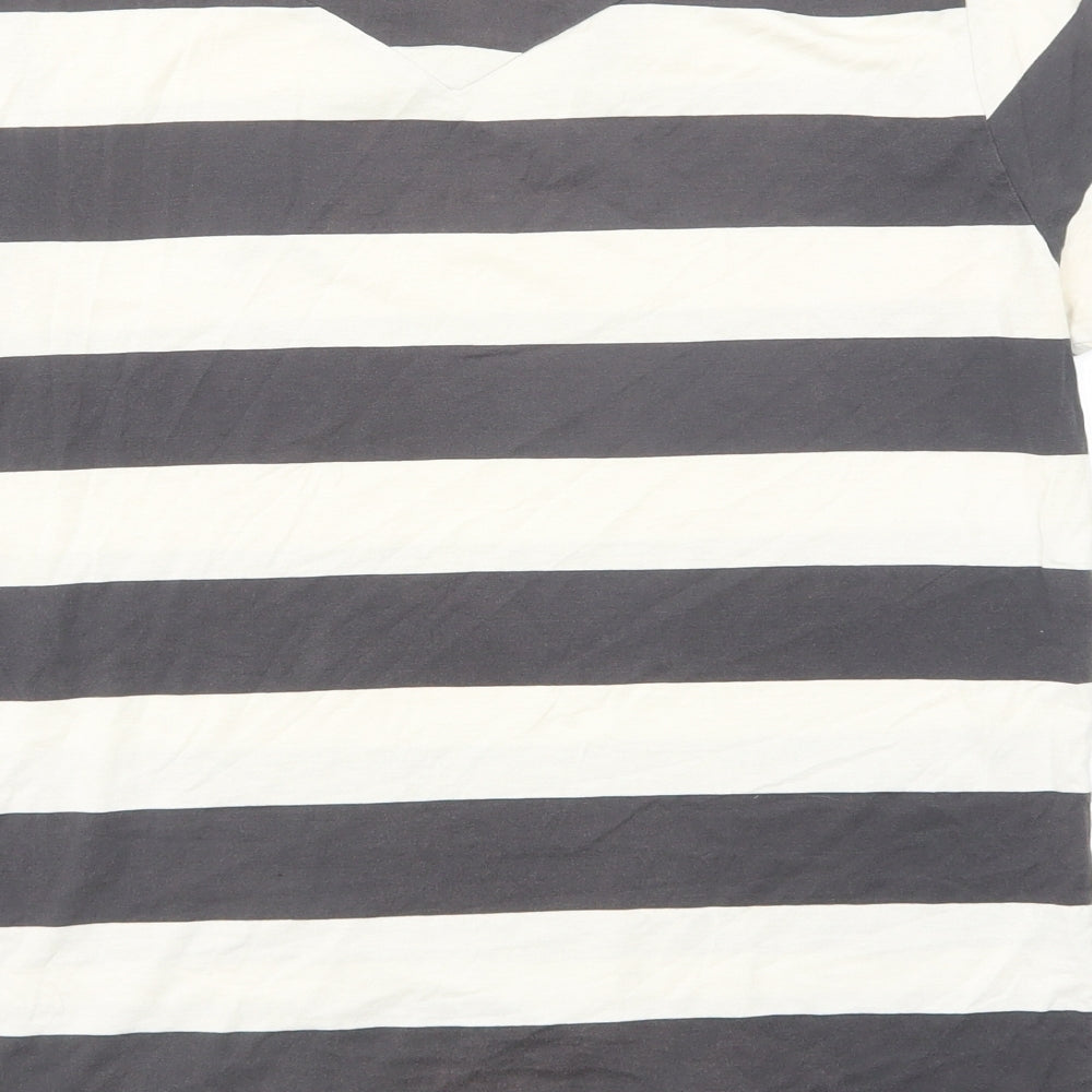 Levi's Mens Grey Striped Polyester T-Shirt Size M V-Neck
